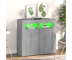 Šoninė spintelė su LED apšvietimu, pilka ąžuolo, 80x35x75cm