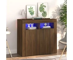 Šoninė spintelė su LED apšvietimu, ruda ąžuolo, 80x35x75cm