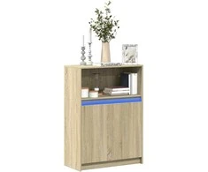 Šoninė spintelė su LED, ąžuolo, 72x34x100cm, apdirbta mediena