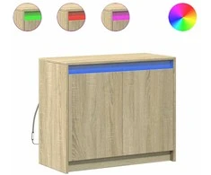Šoninė spintelė su LED, ąžuolo, 72x34x61cm, apdirbta mediena