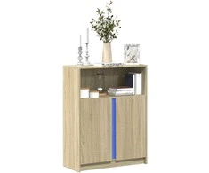 Šoninė spintelė su LED, ąžuolo, 77x34x100cm, apdirbta mediena