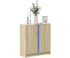 Šoninė spintelė su LED, ąžuolo, 77x34x85cm, apdirbta mediena
