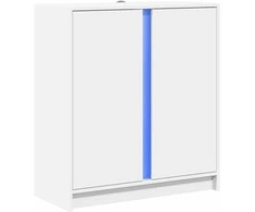 Šoninė spintelė su LED, balta, 77x34x85cm, apdirbta mediena