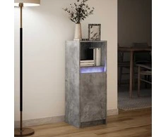 Šoninė spintelė su LED, betono, 38x34x100cm, apdirbta mediena