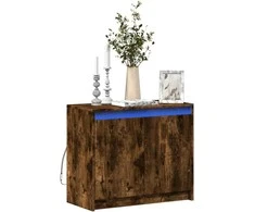 Šoninė spintelė su LED, dūminio ąžuolo, 72x34x61cm, mediena