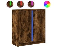 Šoninė spintelė su LED, dūminio ąžuolo, 77x34x85cm, mediena