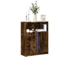 Šoninė spintelė su LED, dūminio ąžuolo, 77x34x100cm, mediena