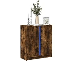 Šoninė spintelė su LED, dūminio ąžuolo, 77x34x85cm, mediena