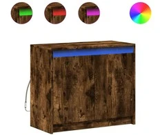 Šoninė spintelė su LED, dūminio ąžuolo, 72x34x61cm, mediena