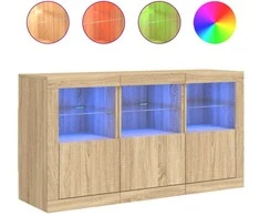 Šoninė spintelė su LED lemputėmis, ąžuolo, 123x37x67cm