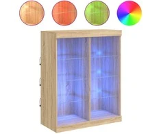 Šoninė spintelė su LED lemputėmis, ąžuolo spalvos, 81x37x100cm