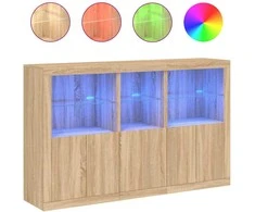 Šoninė spintelė su LED lemputėmis, ąžuolo spalvos, 162x37x100cm