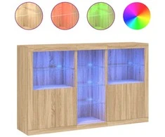 Šoninė spintelė su LED lemputėmis, ąžuolo spalvos, 162x37x100cm