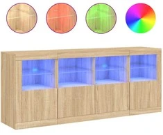 Šoninė spintelė su LED lemputėmis, ąžuolo, 163x37x67cm