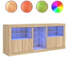 Šoninė spintelė su LED lemputėmis, ąžuolo spalvos, 162x37x67cm