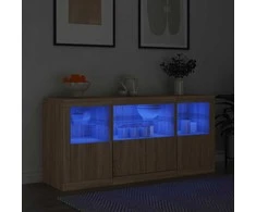 Šoninė spintelė su LED lemputėmis, ąžuolo, 142,5x37x67cm