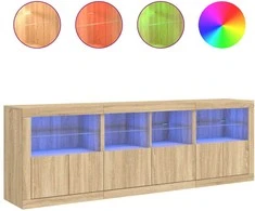 Šoninė spintelė su LED lemputėmis, ąžuolo spalvos, 202x37x67cm