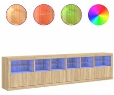 Šoninė spintelė su LED lemputėmis, ąžuolo spalvos, 283x37x67cm