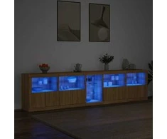 Šoninė spintelė su LED lemputėmis, ąžuolo spalvos, 283x37x67cm