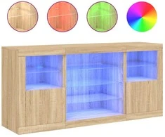 Šoninė spintelė su LED lemputėmis, ąžuolo, 142,5x37x67cm