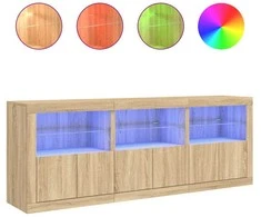 Šoninė spintelė su LED lemputėmis, ąžuolo, 181,5x37x67cm