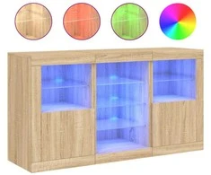 Šoninė spintelė su LED lemputėmis, ąžuolo, 123x37x67cm