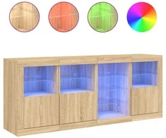 Šoninė spintelė su LED lemputėmis, ąžuolo, 164x37x67cm