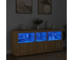 Šoninė spintelė su LED lemputėmis, ąžuolo spalvos, 162x37x67cm