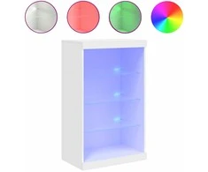 Šoninė spintelė su LED lemputėmis, balta, 60,5x37x100cm