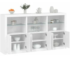 Šoninė spintelė su LED lemputėmis, balta, 181,5x37x100cm