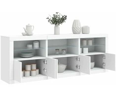 Šoninė spintelė su LED lemputėmis, balta, 181,5x37x67cm
