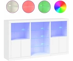 Šoninė spintelė su LED lemputėmis, balta, 181,5x37x100cm