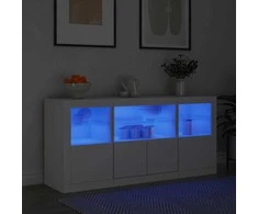 Šoninė spintelė su LED lemputėmis, balta, 142,5x37x67cm