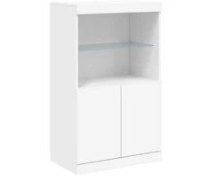 Šoninė spintelė su LED lemputėmis, balta, 60,5x37x100cm