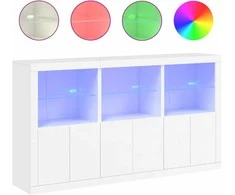 Šoninė spintelė su LED lemputėmis, balta, 181,5x37x100cm