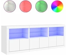 Šoninė spintelė su LED lemputėmis, balta, 181,5x37x67cm