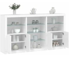 Šoninė spintelė su LED lemputėmis, balta, 181,5x37x100cm