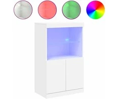 Šoninė spintelė su LED lemputėmis, balta, 60,5x37x100cm