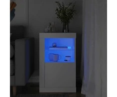 Šoninė spintelė su LED lemputėmis, balta, apdirbta mediena