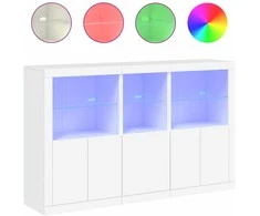 Šoninė spintelė su LED lemputėmis, baltos spalvos, 162x37x100cm