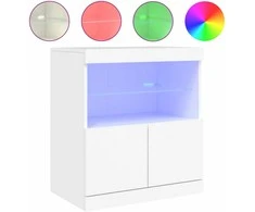Šoninė spintelė su LED lemputėmis, baltos spalvos, 60x37x67cm