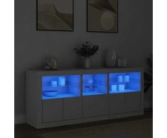 Šoninė spintelė su LED lemputėmis, baltos spalvos, 162x37x67cm