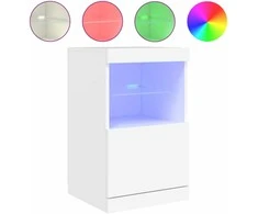 Šoninė spintelė su LED lemputėmis, baltos spalvos, 41x37x67cm