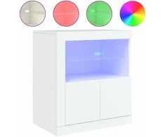 Šoninė spintelė su LED lemputėmis, baltos spalvos, 60,5x37x67cm