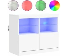 Šoninė spintelė su LED lemputėmis, baltos spalvos, 81x37x67cm