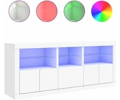 Šoninė spintelė su LED lemputėmis, baltos spalvos, 162x37x67cm