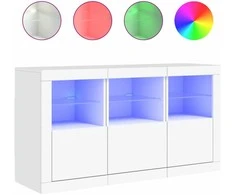 Šoninė spintelė su LED lemputėmis, baltos spalvos, 123x37x67cm