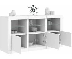 Šoninė spintelė su LED lemputėmis, baltos spalvos, 123x37x67cm