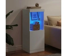 Šoninė spintelė su LED lemputėmis, baltos spalvos, 41x37x100cm