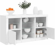 Šoninė spintelė su LED lemputėmis, baltos spalvos, 123x37x67cm